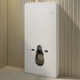 Black Wall Hung Toilet with White Glass Cabinet, Cistern & Pneumatic Dual Flush Button - Albi