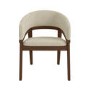 Set of 2 Walnut and Beige Upholstered Curved Dining Chairs - Owen