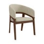 Round Walnut Dining Table Set with 4 Beige Upholstered Chairs - Seats 4 - Hana
