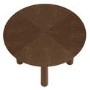 Round Walnut Dining Table Set with 4 Beige Upholstered Chairs - Seats 4 - Hana