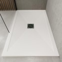 BUN/A1/HAR100X80AS/96474 ONLY OPENED - 1000x800mm Rectangular Shower Tray with Waste - White Stone Resin Low Profile - Harmony