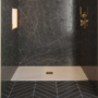 1200 x 800mm Brushed Brass Rectangular Hinged Shower Enclosure with Low Profile Shower Tray - Pavo
