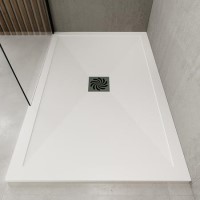 Grade A1 - 1200x800mm Rectangular Shower Tray with Waste - Non-Slip White Stone Resin - Harmony