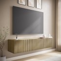 BUN/HAZ002/94910 Multifunctional Oak Ribbed Floating TV Stand - TV's up to 75" - Hazel