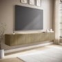 Multifunctional Large Oak Ribbed Freestanding TV Stand with Storage - TV's up to 85" - Hazel