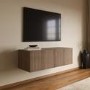 Multifunctional Small Walnut Ribbed Floating TV Stand - TV's up to 55" - Hazel