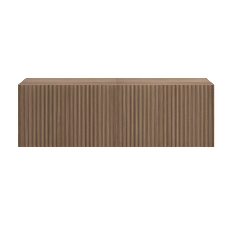 Multifunctional Small Walnut Ribbed Floating TV Stand - TV's up to 55" - Hazel