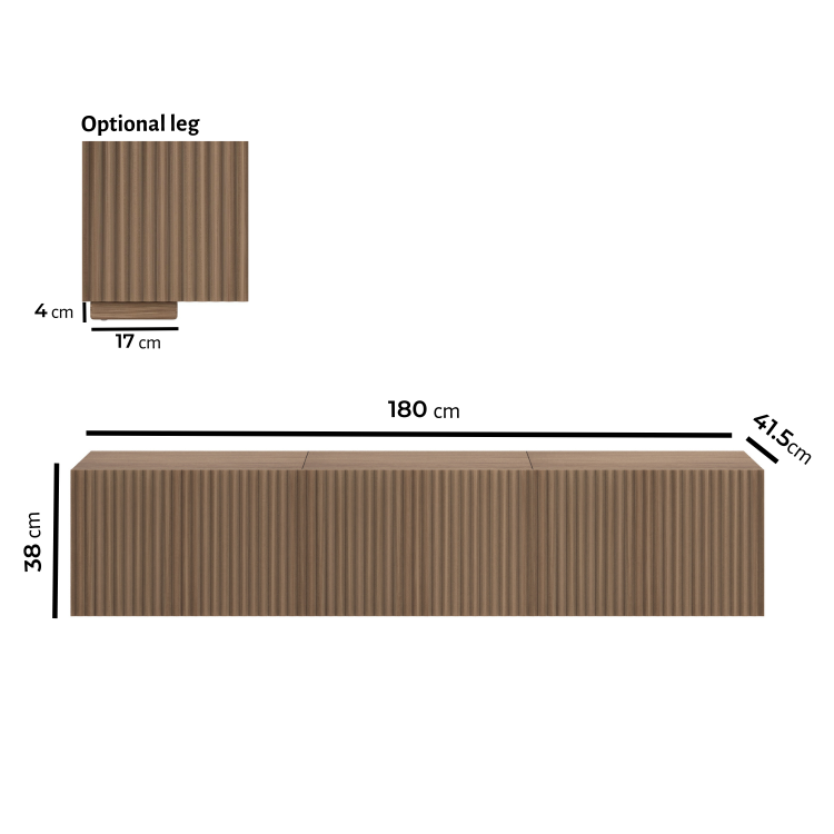 Multifunctional Walnut Ribbed Floating TV Stand - TV's up to 75" - Hazel