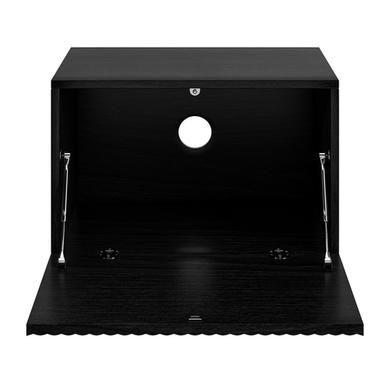 Wide Black Floating Bedside Table with Storage - Hazel