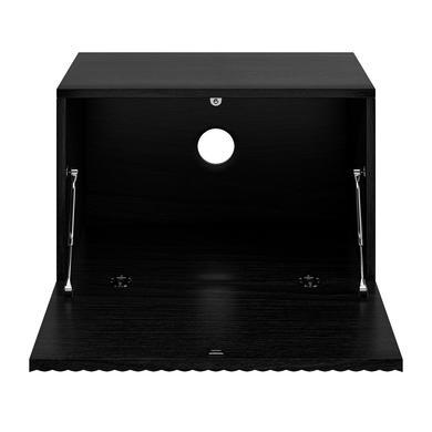 Wide Black Floating Bedside Table with Storage - Hazel