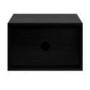 Wide Black Floating Bedside Table with Storage - Hazel