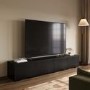 Multifunctional Large Black Ribbed Floating TV Stand with Storage - TV's up to 85" - Hazel