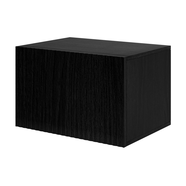 Wide Black Floating Bedside Table with Storage - Hazel