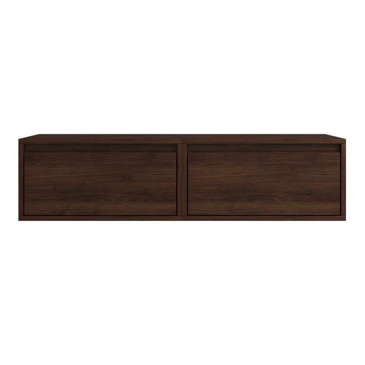 Small Walnut Floating Wall Mounted TV Stand - TV's up to 55" - Hiro