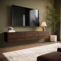 BUN/HIR001/98596 Walnut Floating Wall Mounted TV Stand - TV's up to 75" - Hiro