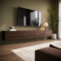 BUN/HIR001/98597 Large Walnut Floating Wall Mounted TV Stand - TV's up to 85" - Hiro