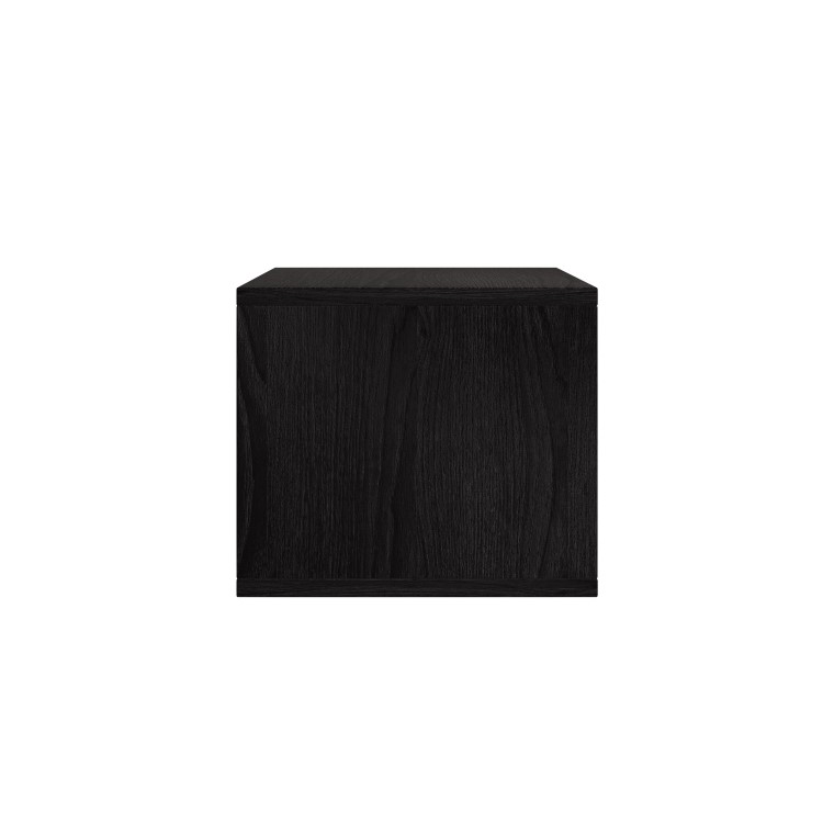 Wide Black Floating Bedside Table with Storage - Hiro