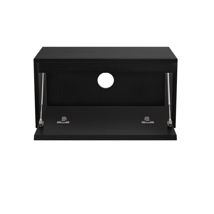 Wide Black Floating Bedside Table with Storage - Hiro