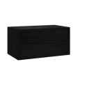 HIR002 Wide Black Floating Bedside Table with Storage - Hiro