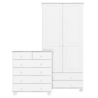 White Wardrobe and Chest of Drawers Set - Hamilton White Wardrobe and Chest of Drawers Set - Hamilton