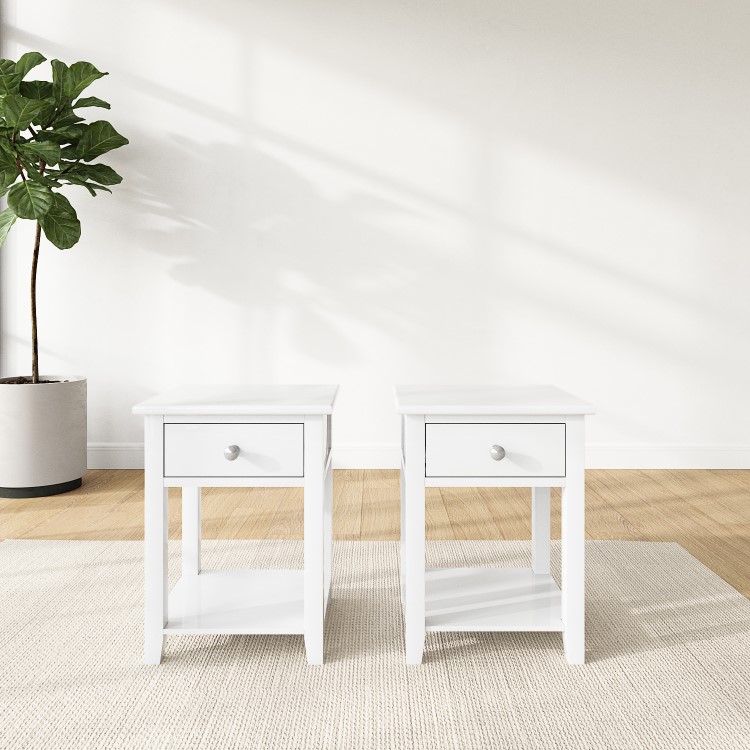 White Pair of Bedside Tables - Harper
