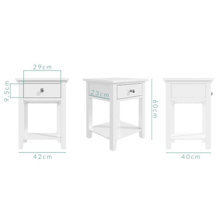 White Pair of Bedside Tables - Harper
