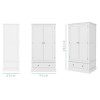 Kids White Painted 2 Door Double Wardrobe with Drawer - Harper 