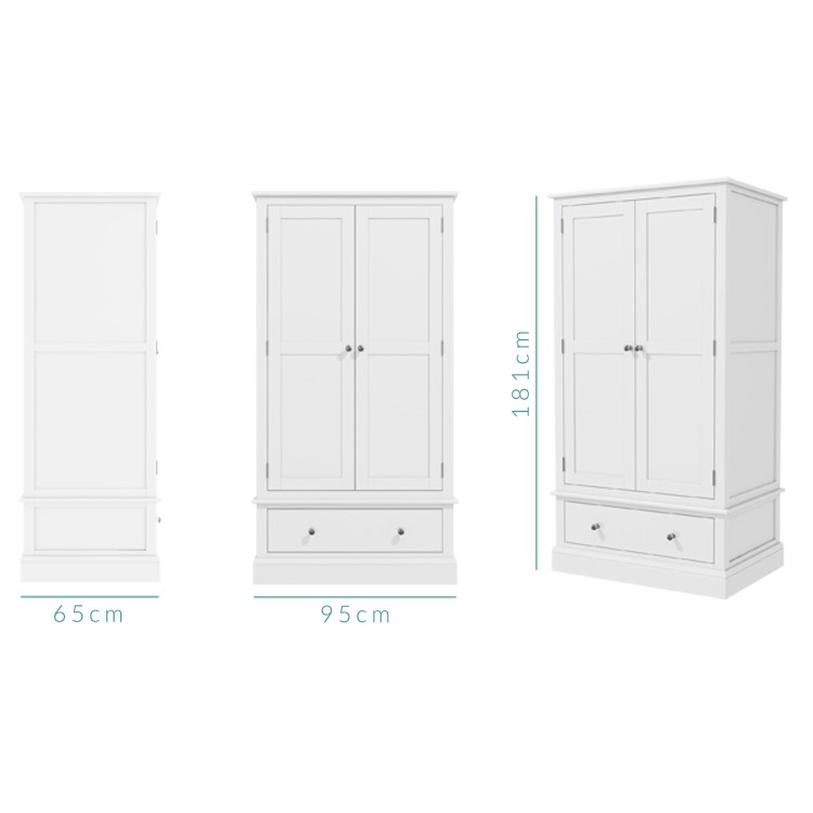 White Wardrobe and Chest of Drawers Set - Harper