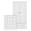 White Wardrobe and Chest of Drawers Set - Harper