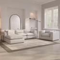 BUN/HSN001/91457 Chaise Corner Sofa and Love Seat Set in Beige Boucle - Hudson