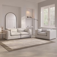3 Seater Sofa and Love Seat Set in Beige Boucle - Hudson 3 Seater Sofa and Love Seat Set in Beige Boucle - Hudson