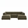 Khaki Green Velvet U-Shaped Sofa - Hudson