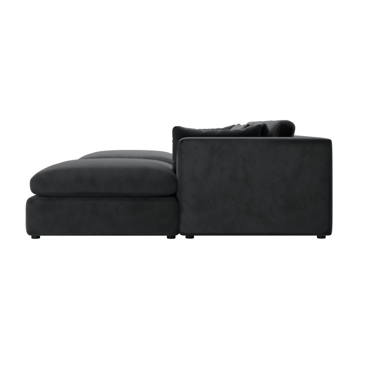 Large Charcoal Grey Velvet 4 Seater U-Shape Corner Sofa - Hudson