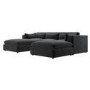 Large Charcoal Grey Velvet 4 Seater U-Shape Corner Sofa - Hudson
