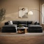 Large Charcoal Grey Velvet 4 Seater U-Shape Corner Sofa - Hudson