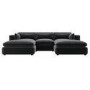 Large Charcoal Grey Velvet 4 Seater U-Shape Corner Sofa - Hudson