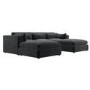 Large Charcoal Grey Velvet 4 Seater U-Shape Corner Sofa - Hudson