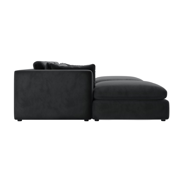 Large Charcoal Grey Velvet 4 Seater U-Shape Corner Sofa - Hudson