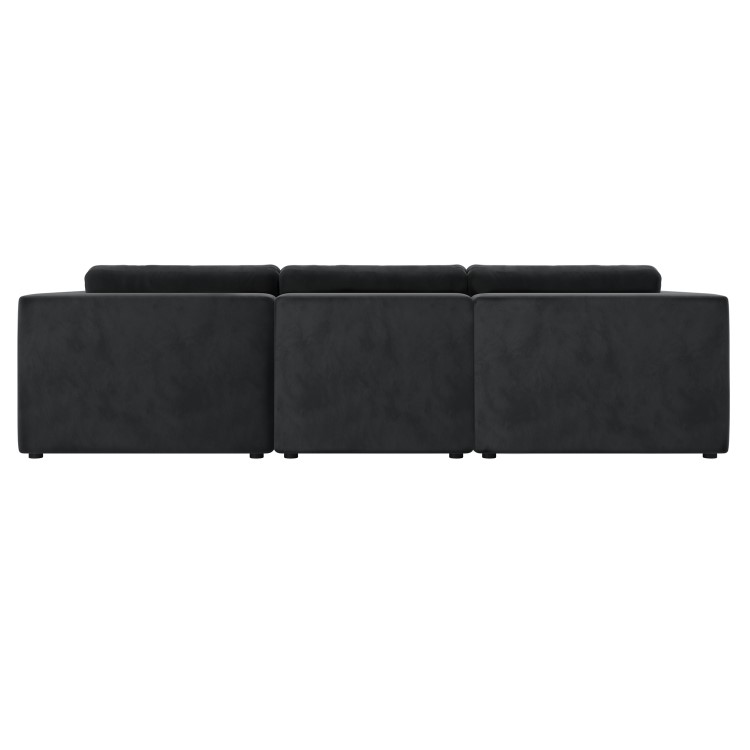 Large Charcoal Grey Velvet 4 Seater U-Shape Corner Sofa - Hudson