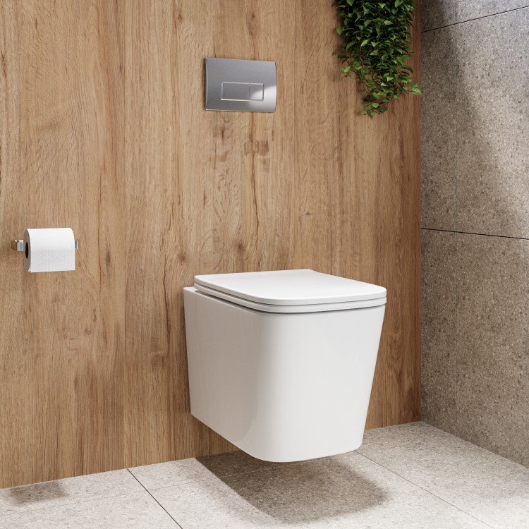 Grade A1 - Albi Wall Hung Toilet 1160mm Pneumatic Frame & Cistern & Chrome Flush Plate
