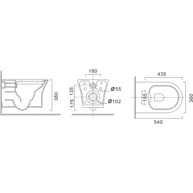 Grade A1 - Indiana Wall Hung Toilet 1160mm Pneumatic Frame & Cistern & White Glass Flush Plate