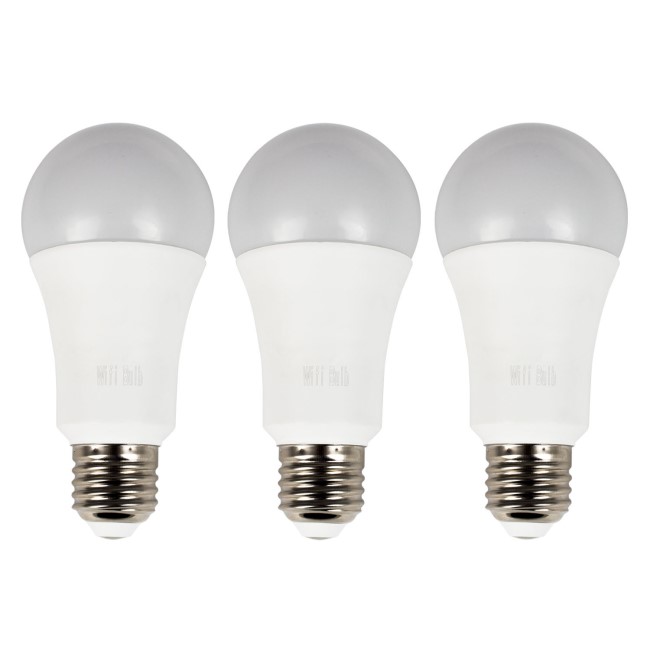 electriQ Smart Lighting Colour Wifi Bulb with E27 screw ending - Alexa & Google Home compatible - 3 Pack