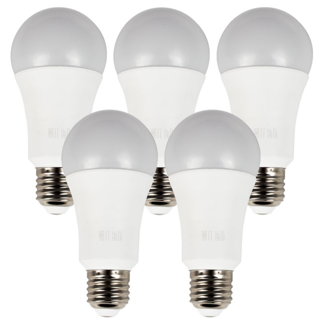electriQ Smart Lighting Colour Wifi Bulb with E27 screw ending - Alexa & Google Home compatible - 5 Pack
