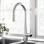 2 Bowl Chrome Stainless Steel Reversible Inset Kitchen Sink with Pull Out Mixer Tap Set - Enza
