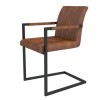 Industrial Dining Set with 6 Tan Faux Leather Dining Chairs
