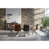 Issac Industrial Reclaimed Effect Dining Set with 3 Grey and Tan Faux Leather Dining Chairs