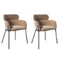 Set of 2 Beige Velvet Curved Dining Chairs - Isla