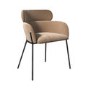 Beige Velvet Curved Accent Chair - Isla