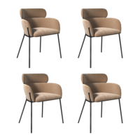 Set of 4 Beige Velvet Curved Dining Chairs - Isla Set of 4 Beige Velvet Curved Dining Chairs - Isla