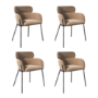 Set of 4 Beige Velvet Curved Dining Chairs - Isla